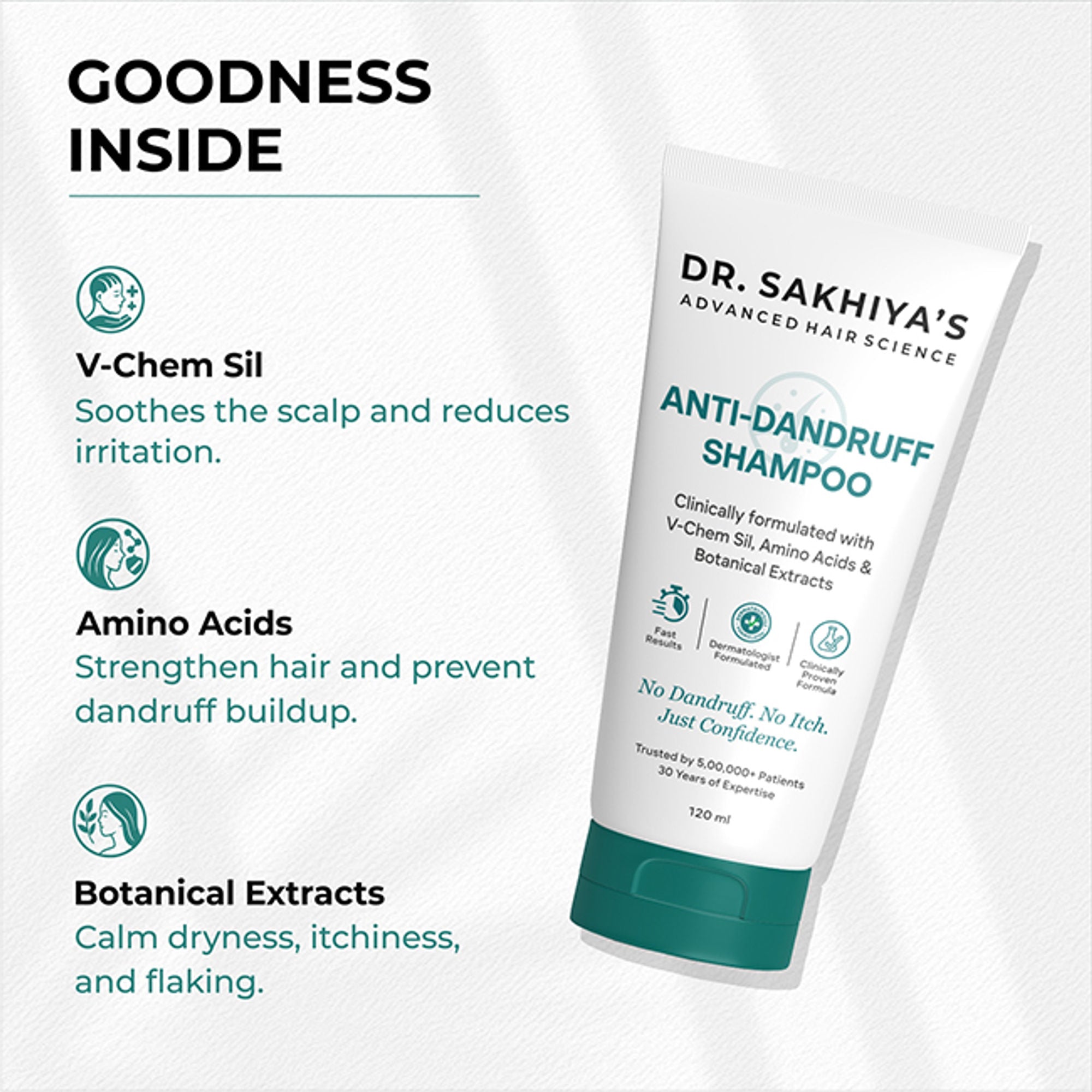 Dr.Sakhiya Anti-Dandruff Shampoo, Itchy Scalp Relief For Men & Women