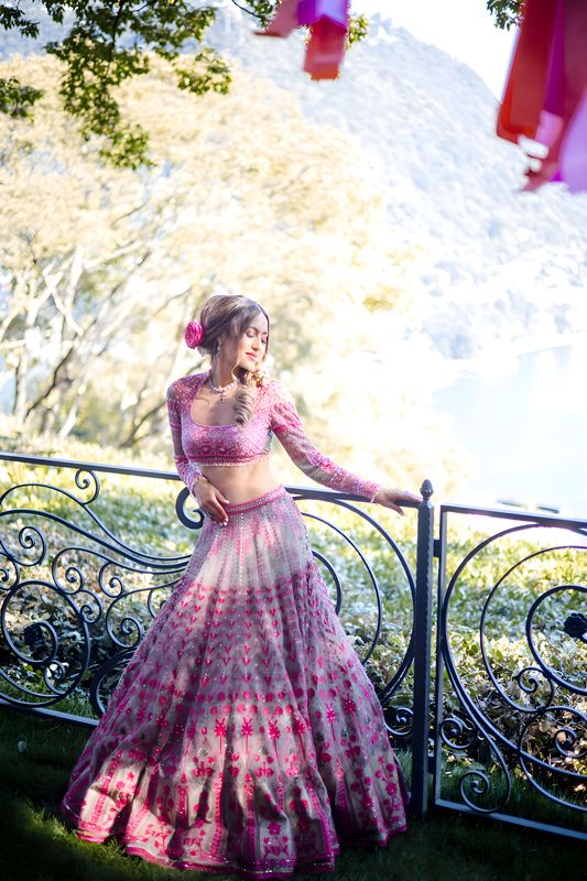 Aastha fashion off pink Lehenga Choli with faux georgette blouse fabric