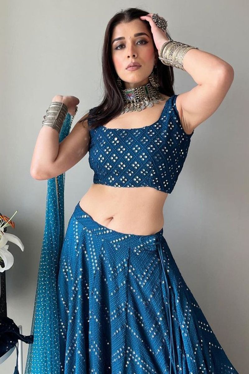 Aastha fashion Blue Georgette lehanga blouse Embroidered work - Prithvi Mart