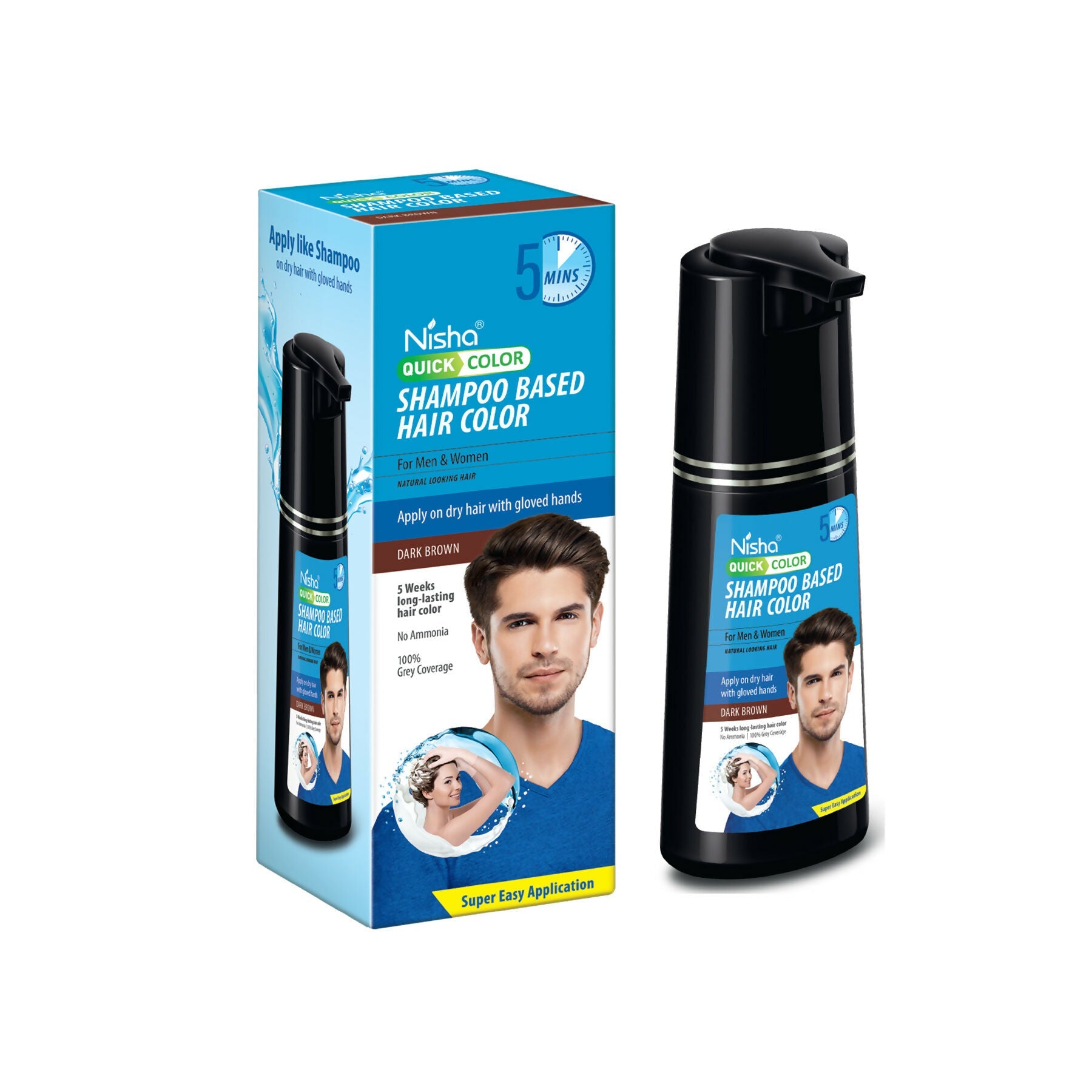 Nisha Quick Color Shampoo Hair Color,Dark Brown