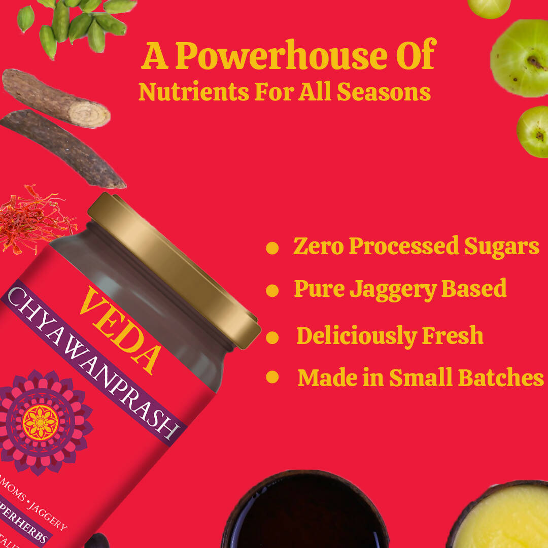 Veda Chyawanprash (Sugar Free) - All Season Jaggery Chyawanprash with Amla & Saffron, Pure & Fresh