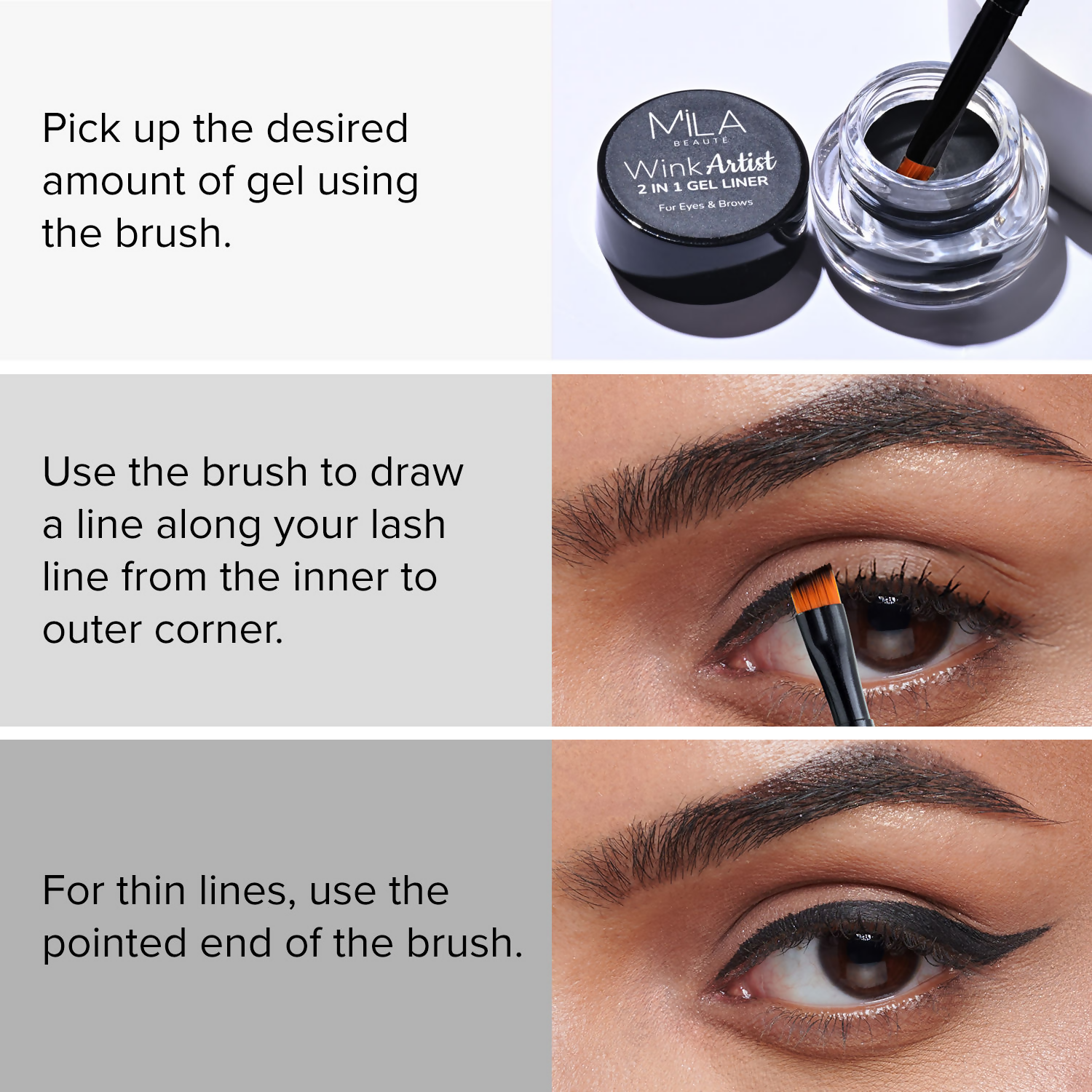 Mila Beaute Wink Artist 36Hr Smudge Proof & Waterproof Gel Eyeliner - Brown