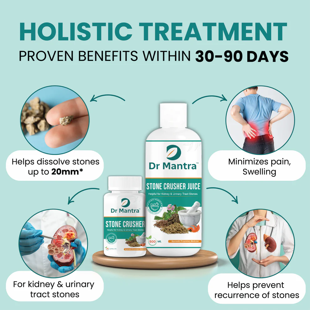 Dr Mantra Stone Crusher Combo - 500ml Juice + 30 Capsules for Kidney & Urinary Tract Stones