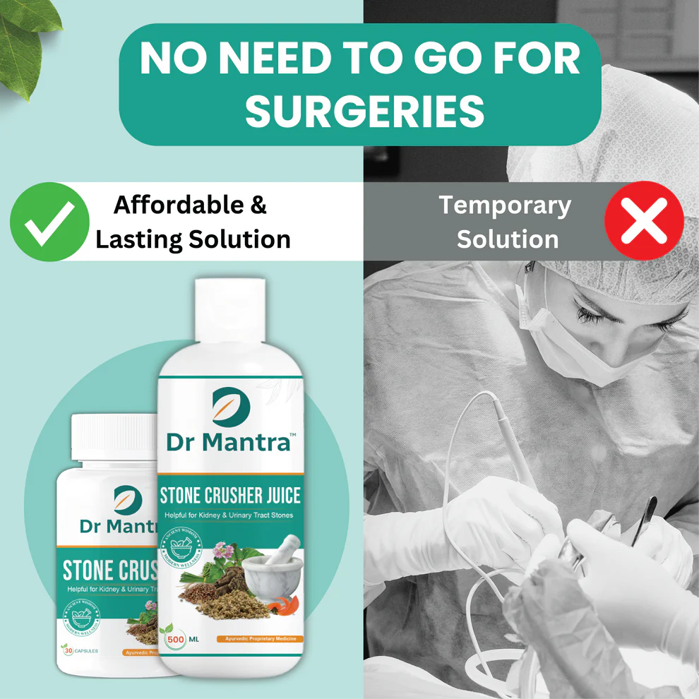 Dr Mantra Stone Crusher Combo - 500ml Juice + 30 Capsules for Kidney & Urinary Tract Stones