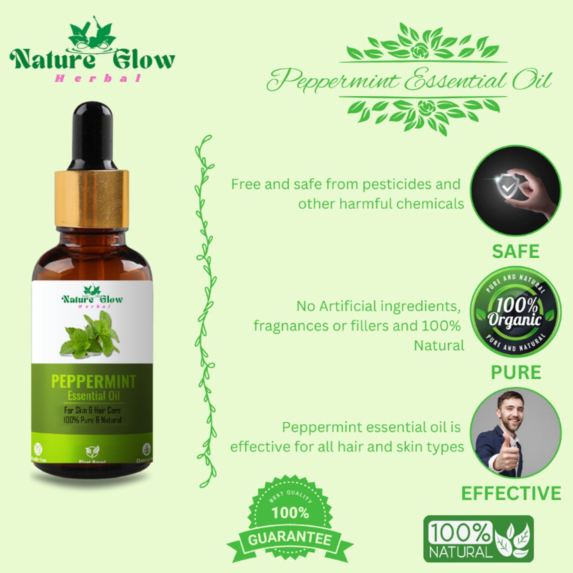 Nature Glow Herbal Tea Tree & Peppermint Essential Oil Combo