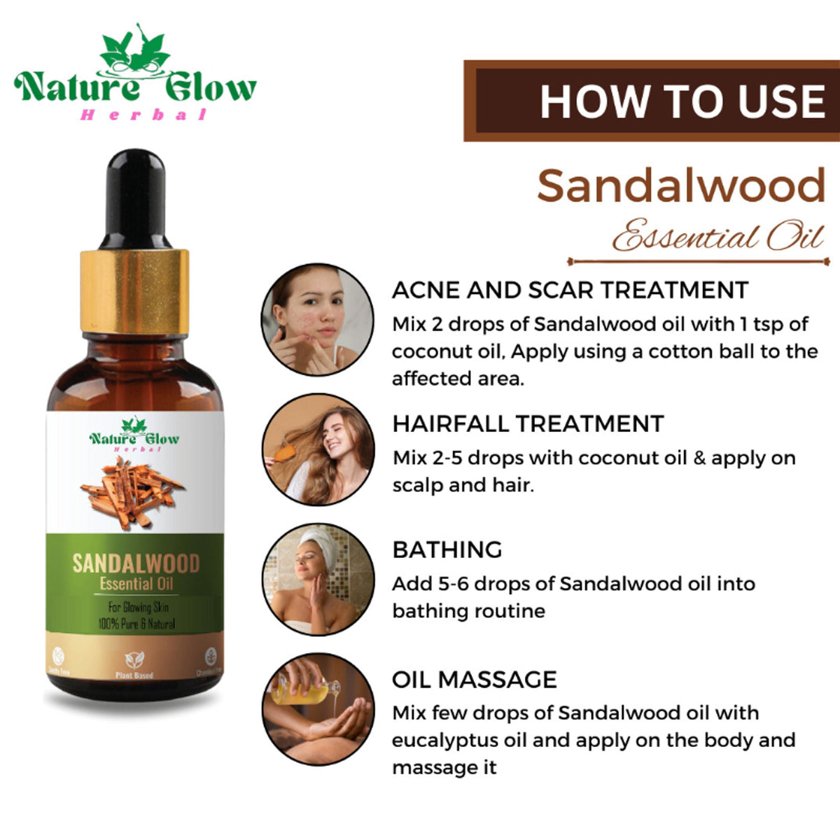 Nature Glow Herbal Sandalwood & Termaric & Eucallypatus Essential Oil Combo
