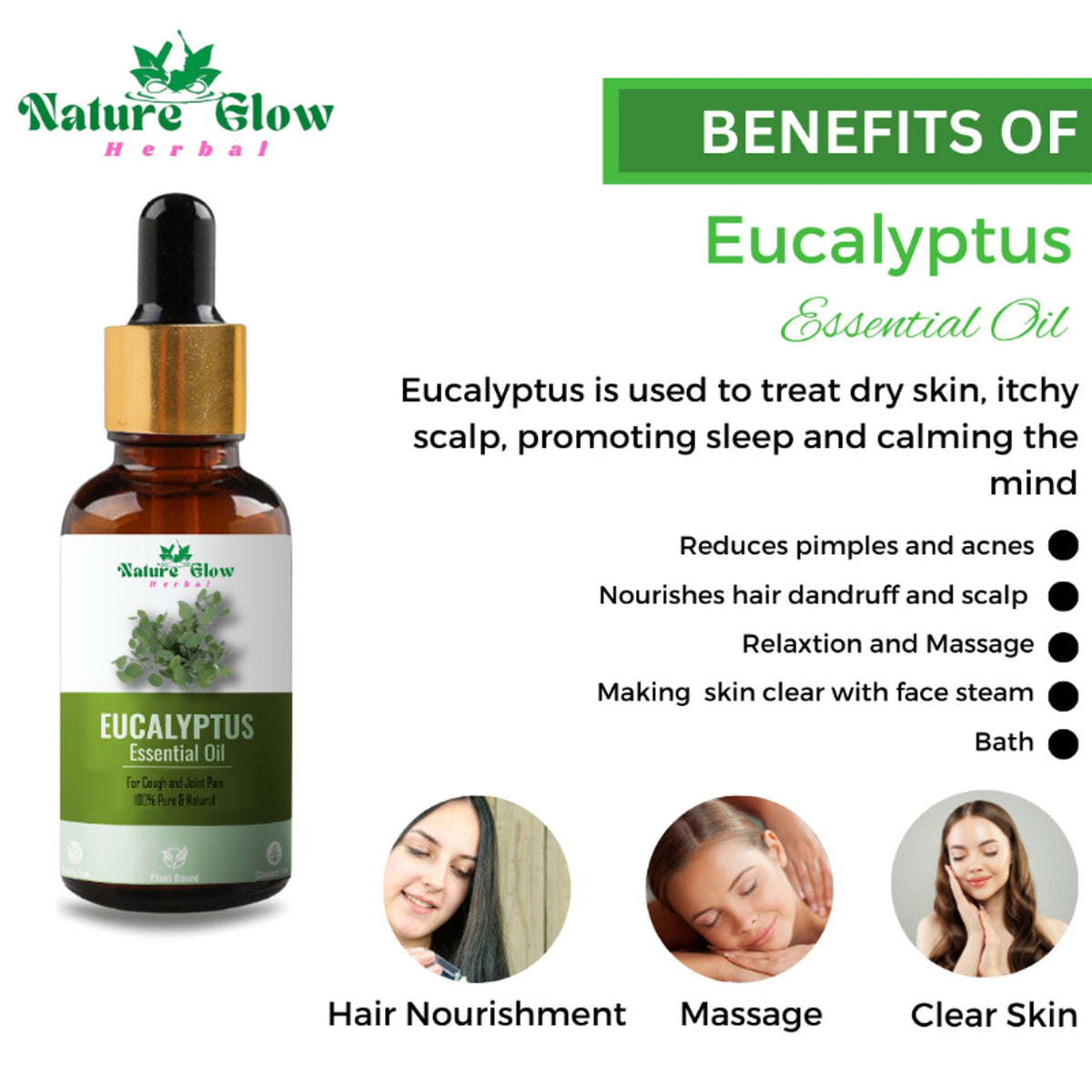 Nature Glow Herbal Sandalwood & Termaric & Eucallypatus Essential Oil Combo