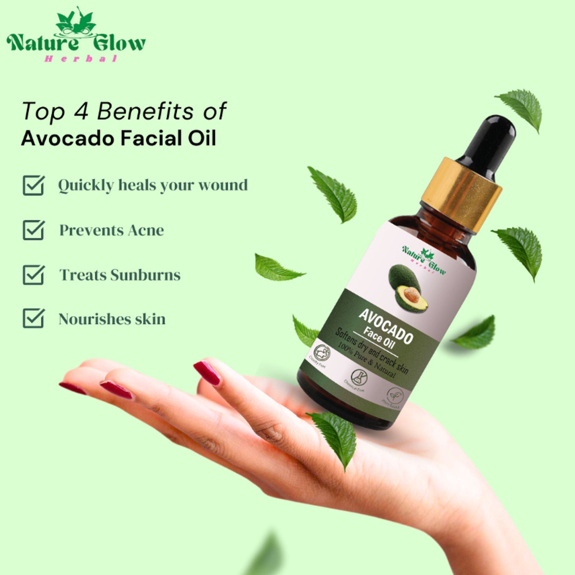 Nature Glow Herbal Finest And Freshest Avocado & Grapeseed Facial Oil Combo
