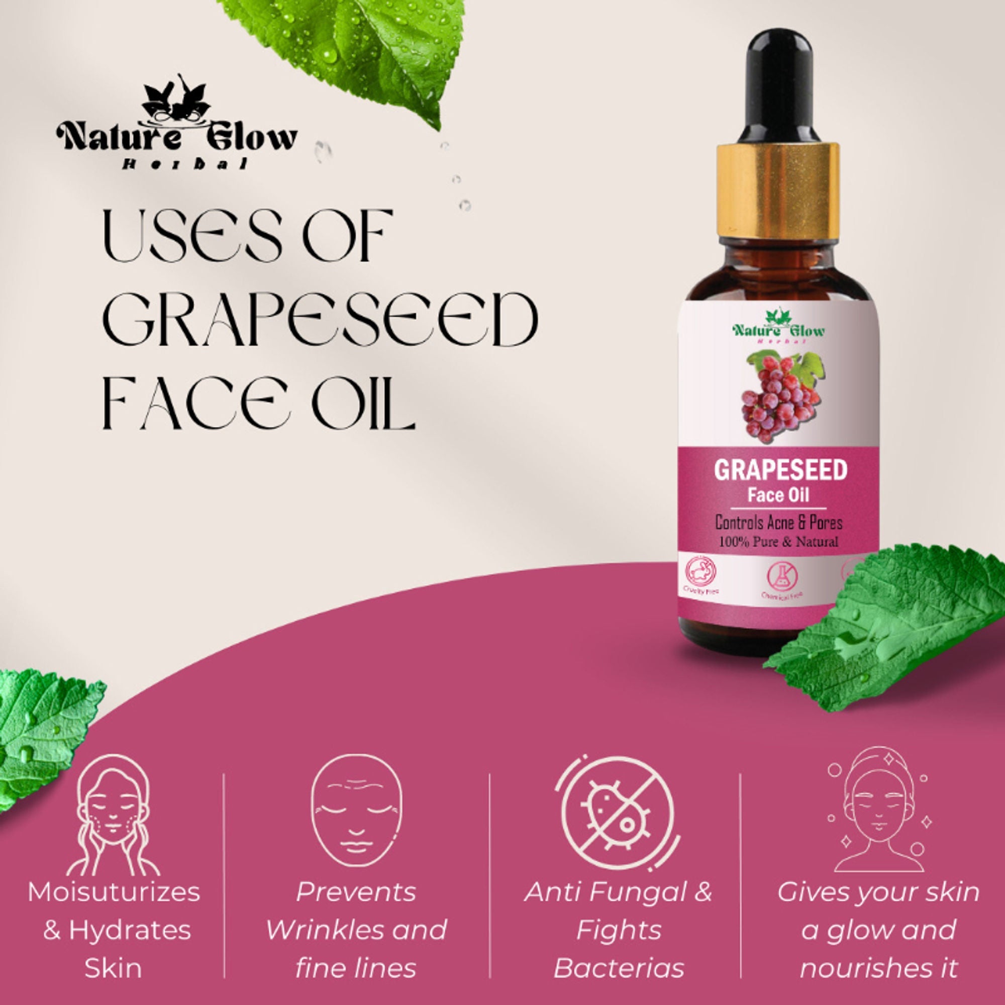 Nature Glow Herbal Avocado, Grapeseed & Jojoba Facial Oil Combo