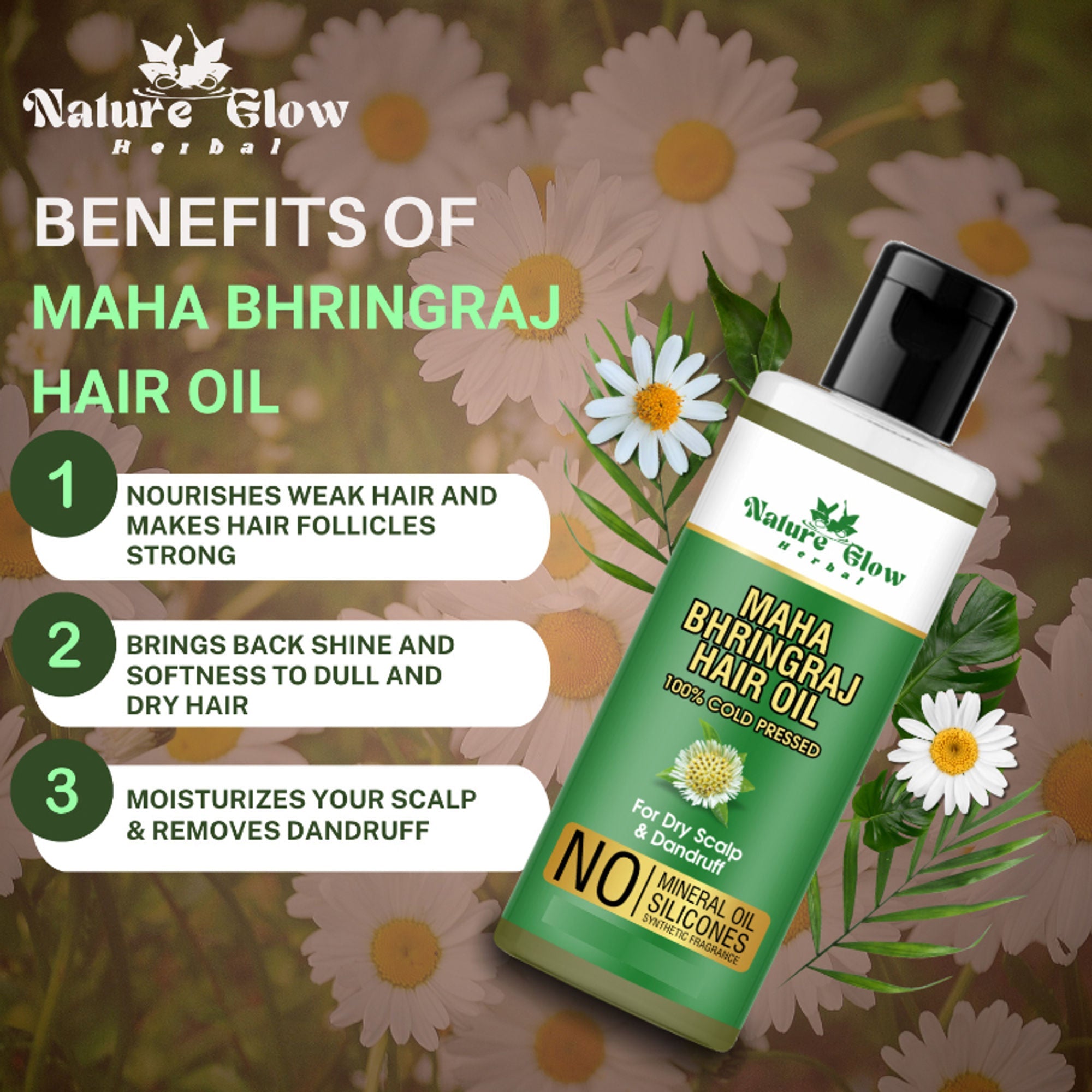 Nature Glow Herbal Bhringraj & 4 In 1 Hair Oil Combo