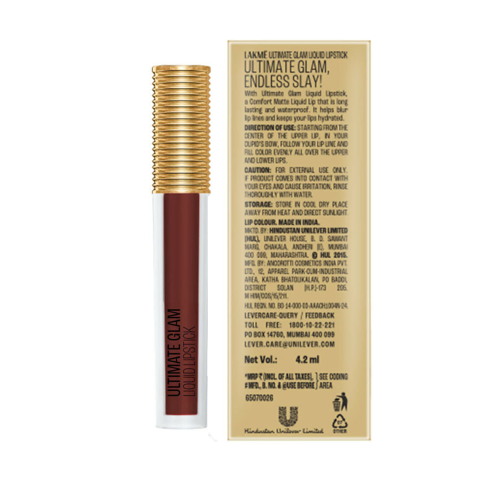 Lakme Ultimate Glam Matte Liquid Lipstick - Brown Espresso