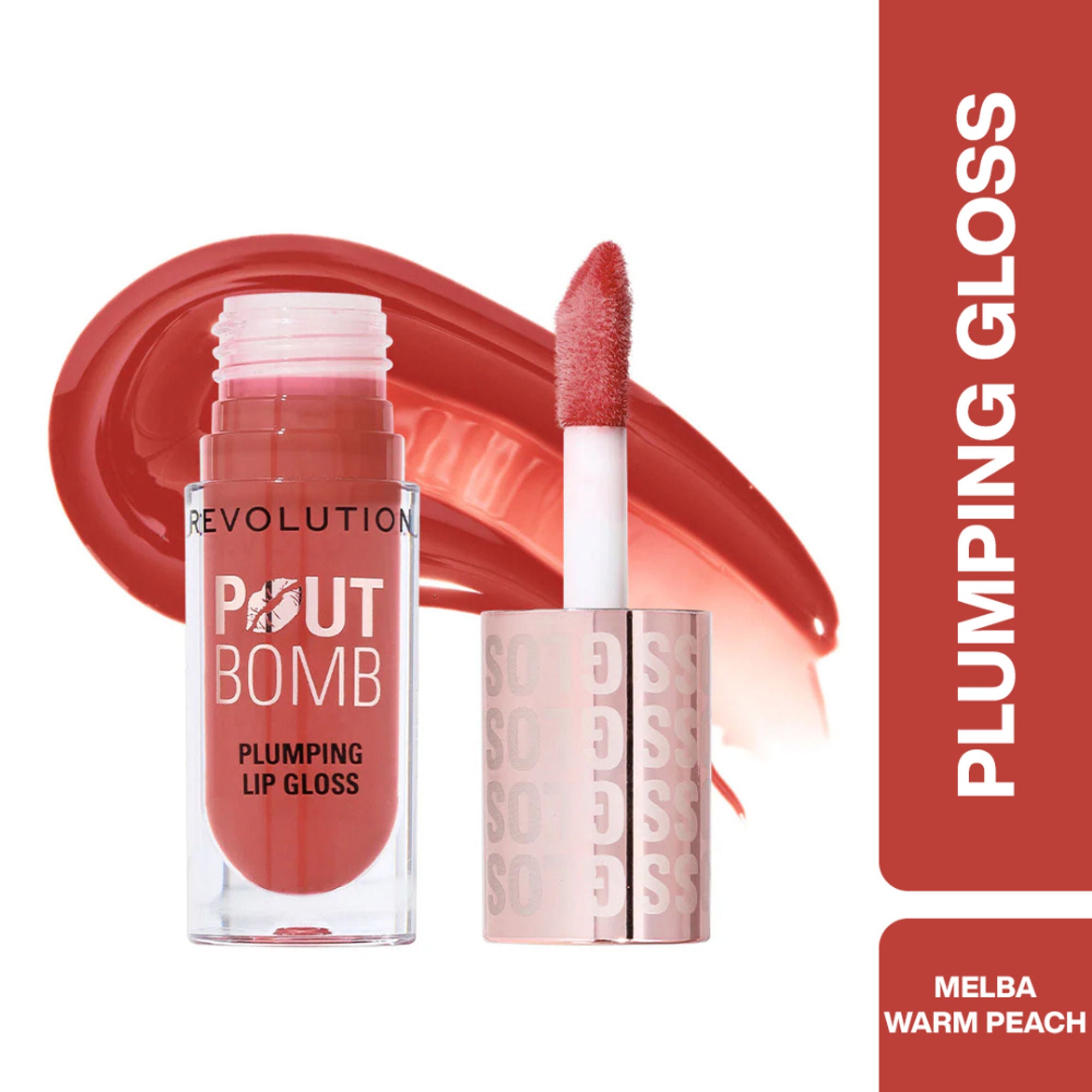Makeup Revolution Pout Bomb Plumping Gloss - Melba Warm Peach