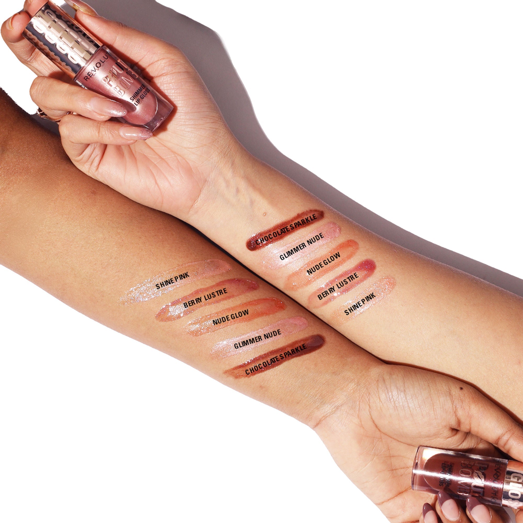 Makeup Revolution Pout Bomb Shimmer Lip Gloss - Nude Glow