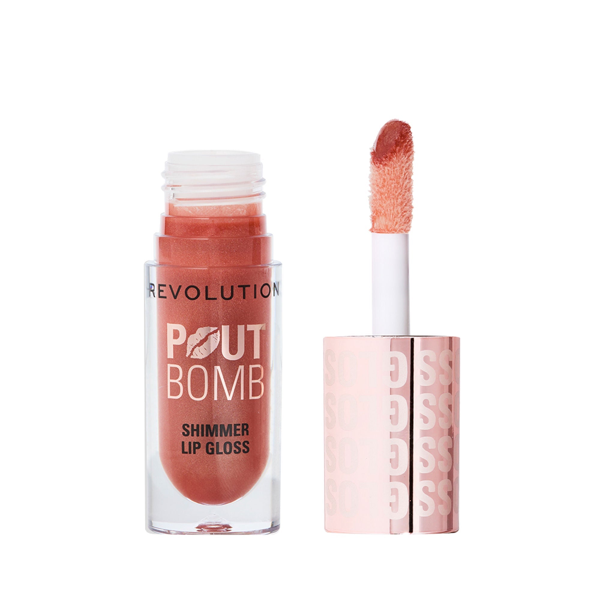 Makeup Revolution Pout Bomb Shimmer Lip Gloss - Nude Glow