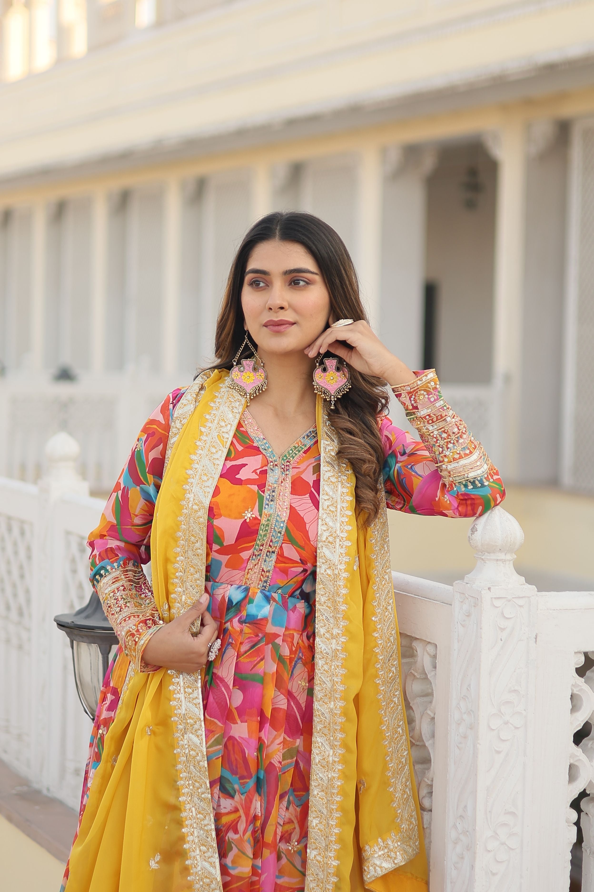 Aastha Multi Faux with Gown Russian silk