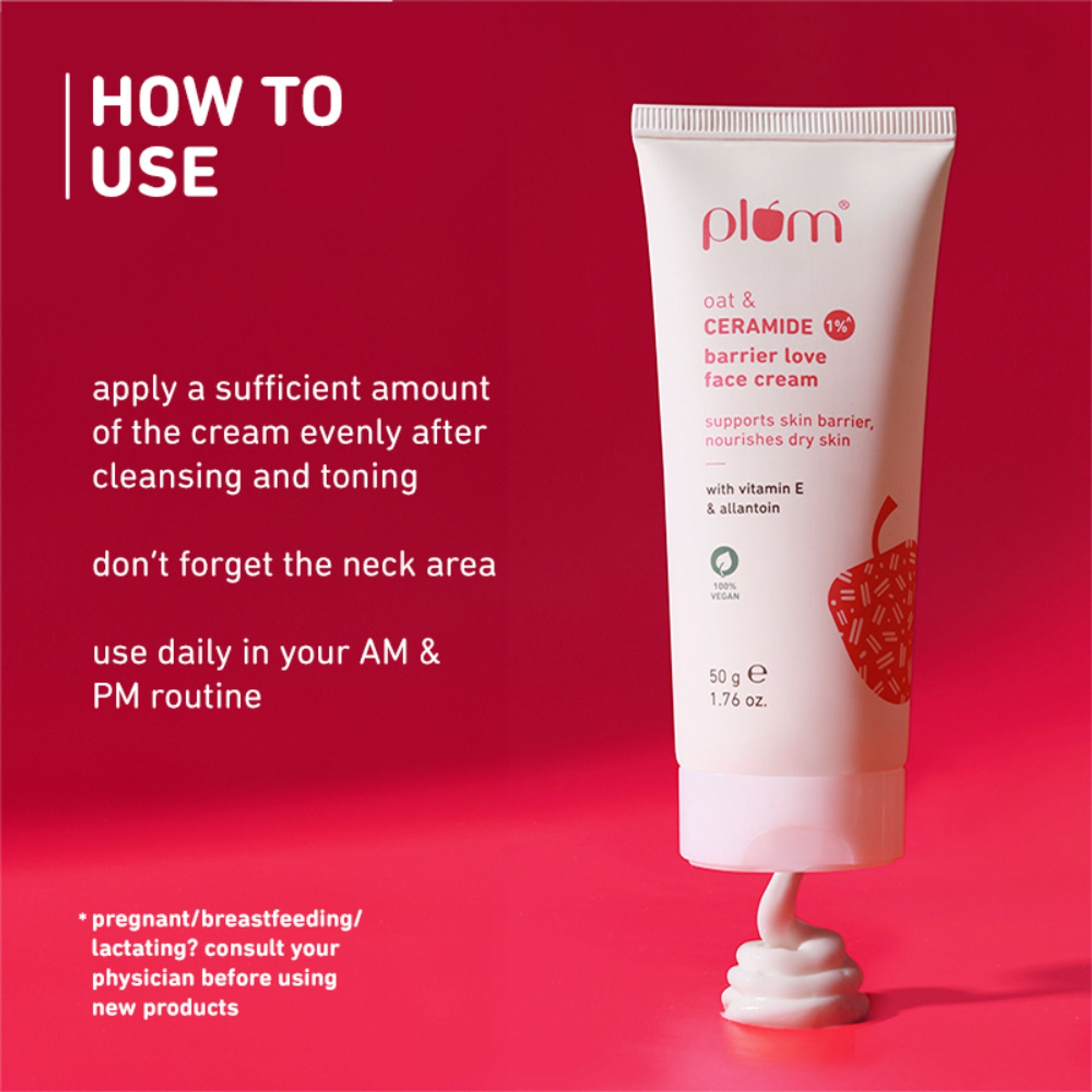 Plum 1% Ceramide Face Cream With Oat, Strengthens Skin Barrier & Nourishes