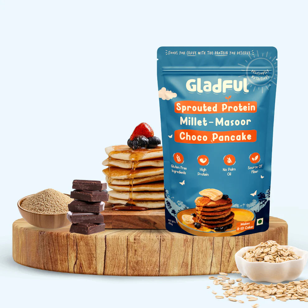 Gladful Choco Banana Pancake Mix with Sprouted Millets & Lobia Masoor Protein