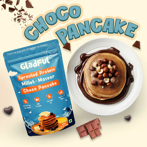 Gladful Choco Banana Pancake Mix with Sprouted Millets & Lobia Masoor Protein
