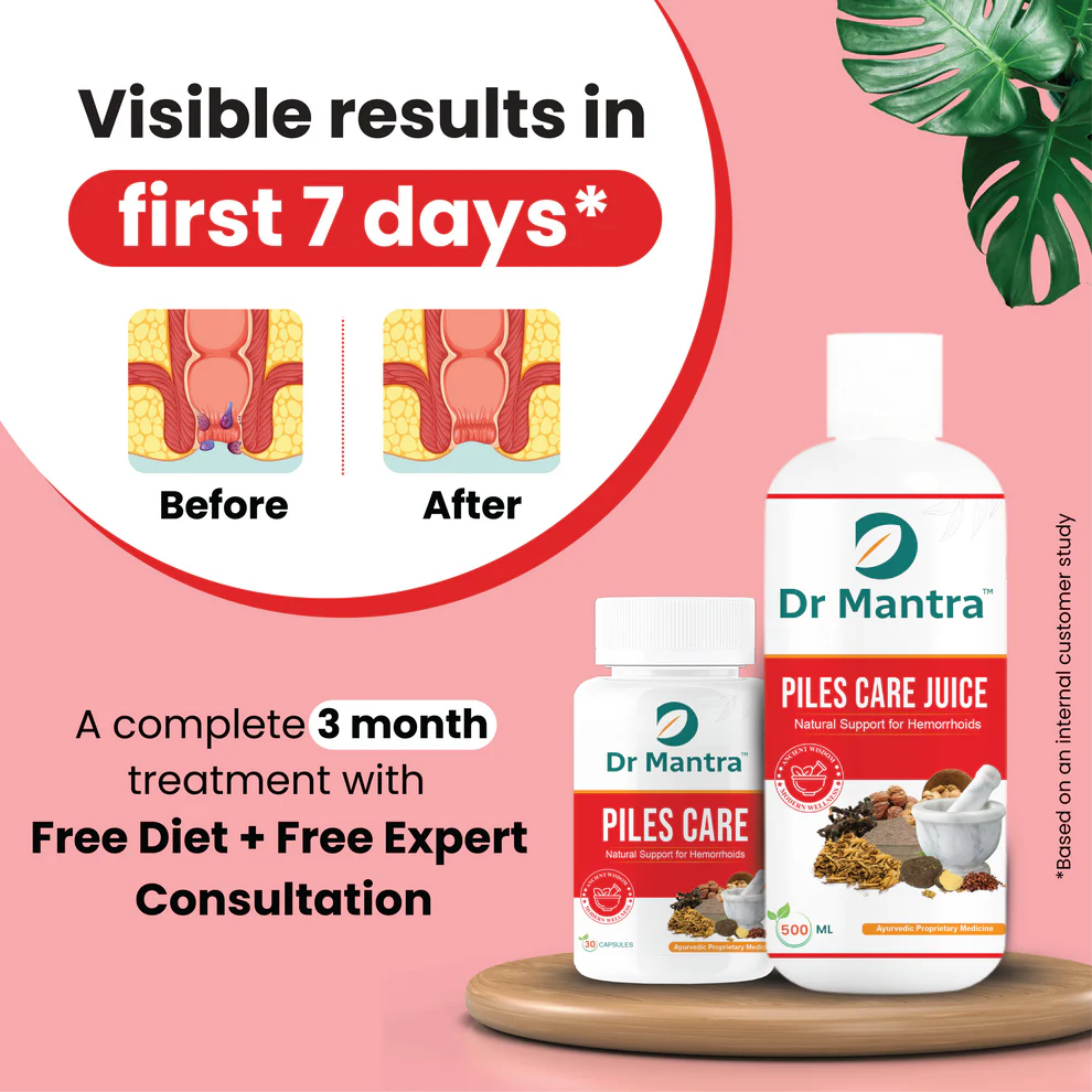 Dr Mantra Piles Care Combo - 500ml Juice + 30 Capsules for Piles & Constipation Relief