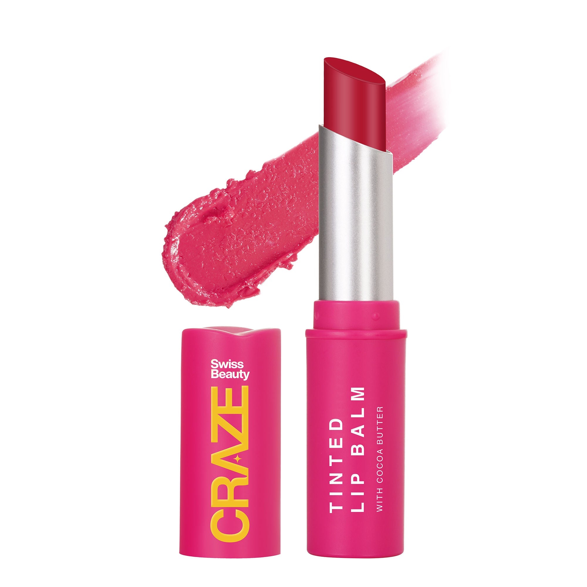 Swiss Beauty CRAZE Tinted Weightless Sheer Coverage Lip Balm With Cocoa Butter - 02 Sugar Rose
