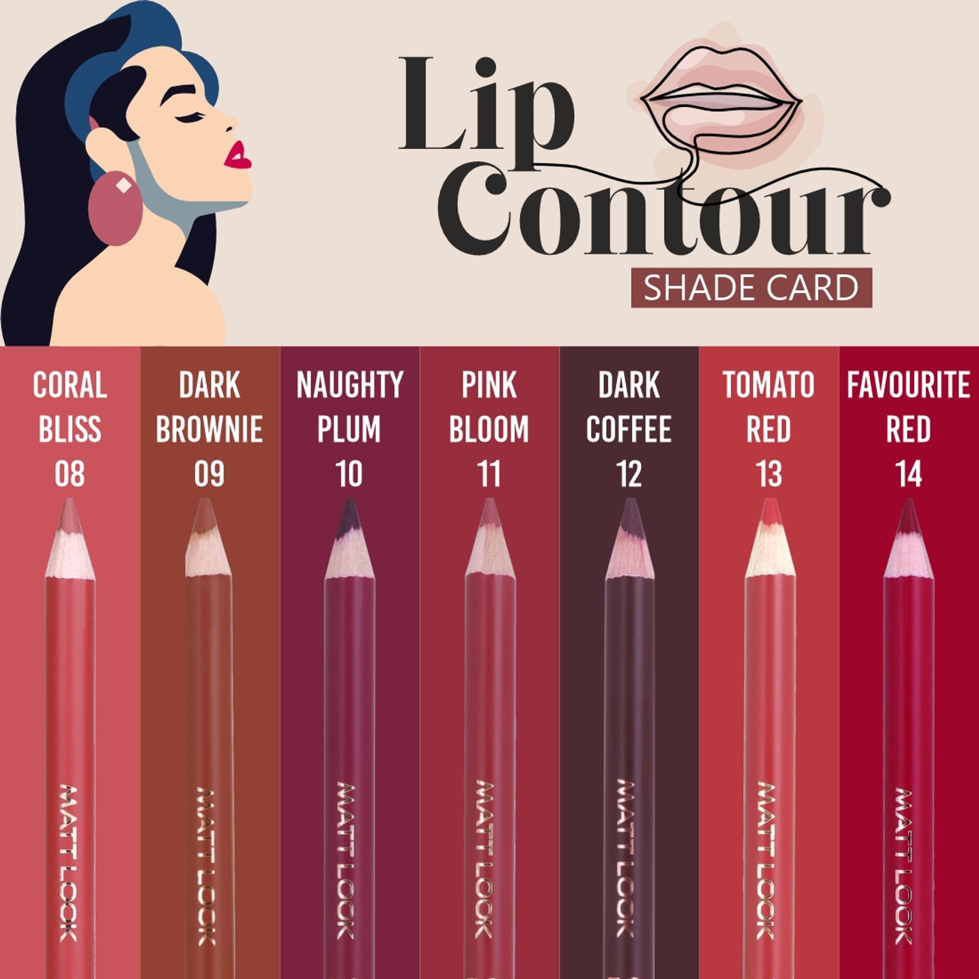 Matt Look Colorite Lip Contour Professional Matte Lip Color Pencil - First Blush 06