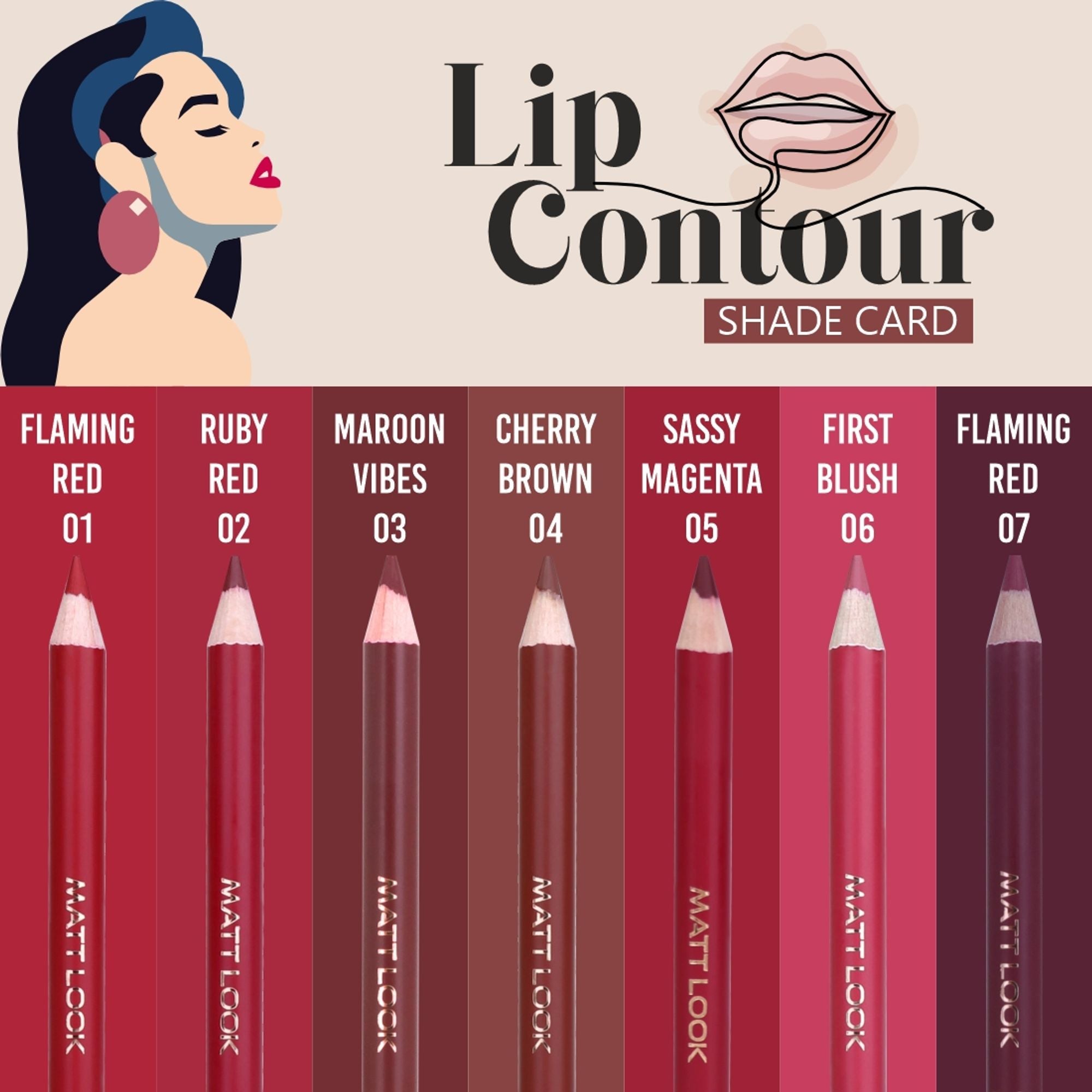 Matt Look Colorite Lip Contour Professional Matte Lip Color Pencil - Love Me Pink 18