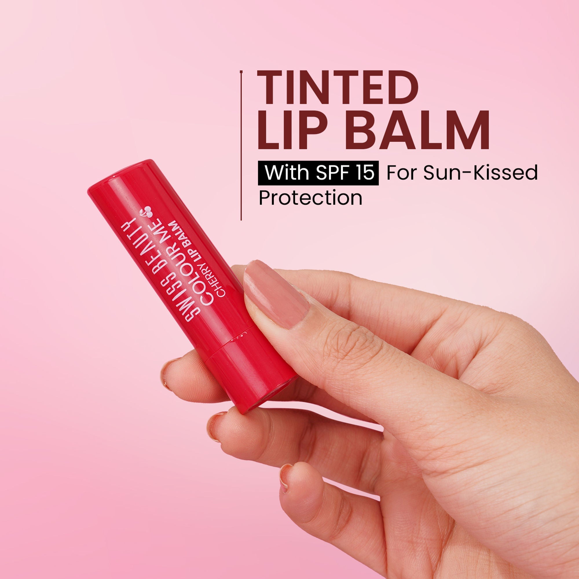 Swiss Beauty Colour Me Tinted Lip Balm For Dry With SPF 15 , Shea Butter and Vitamin E - Strawberry Slush