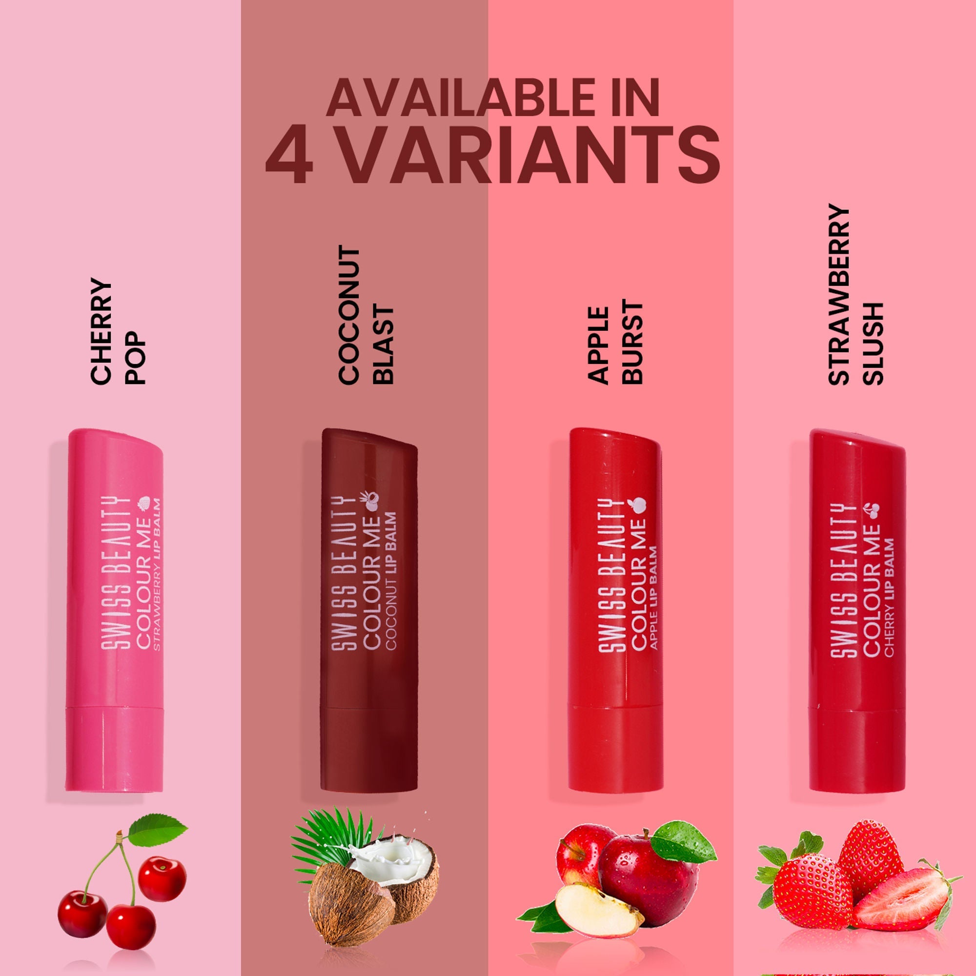 Swiss Beauty Colour Me Tinted Lip Balm For Dry With SPF 15 , Shea Butter and Vitamin E - Strawberry Slush