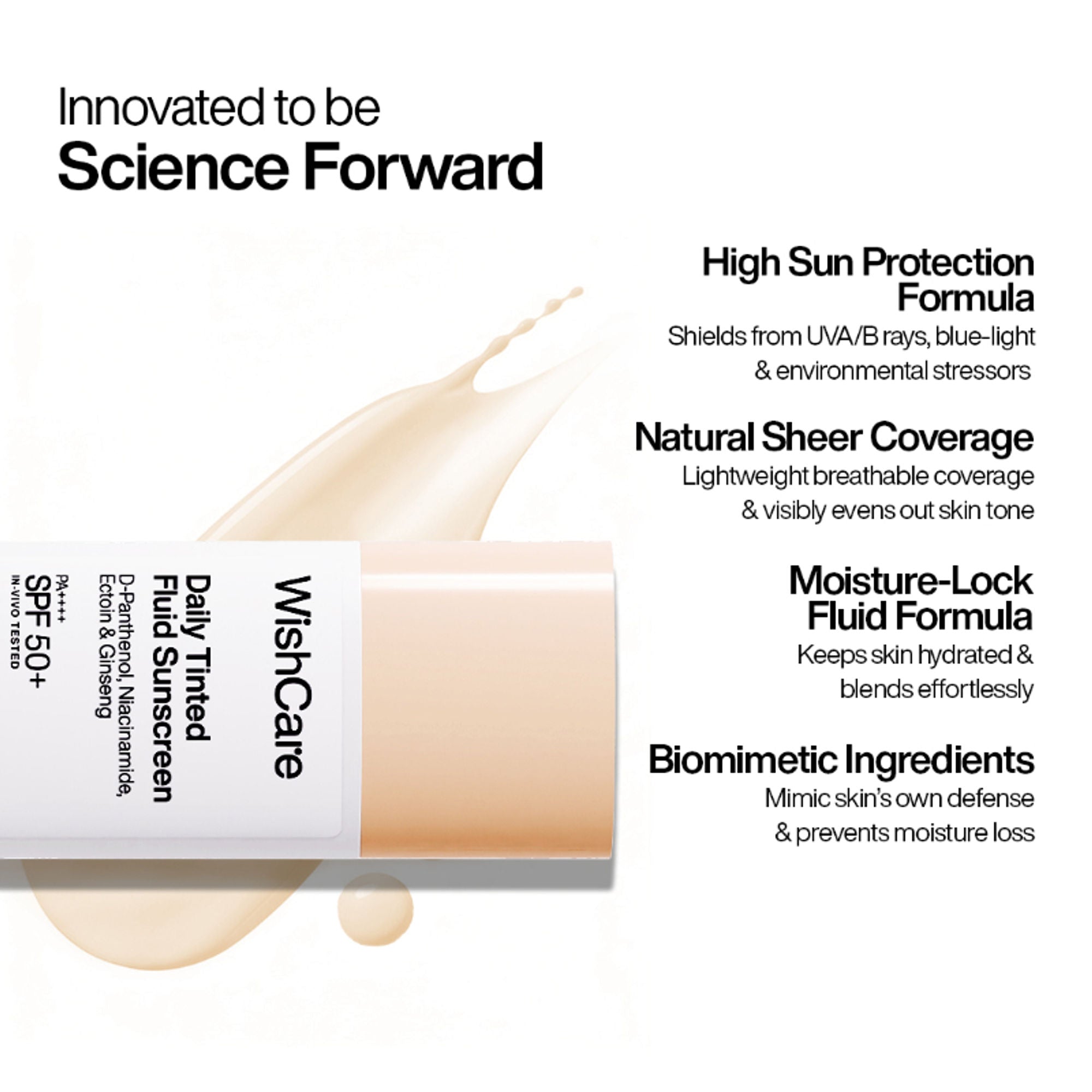 Wishcare Daily Fluid Tinted Sunscreen SPF50PA++++ - L102