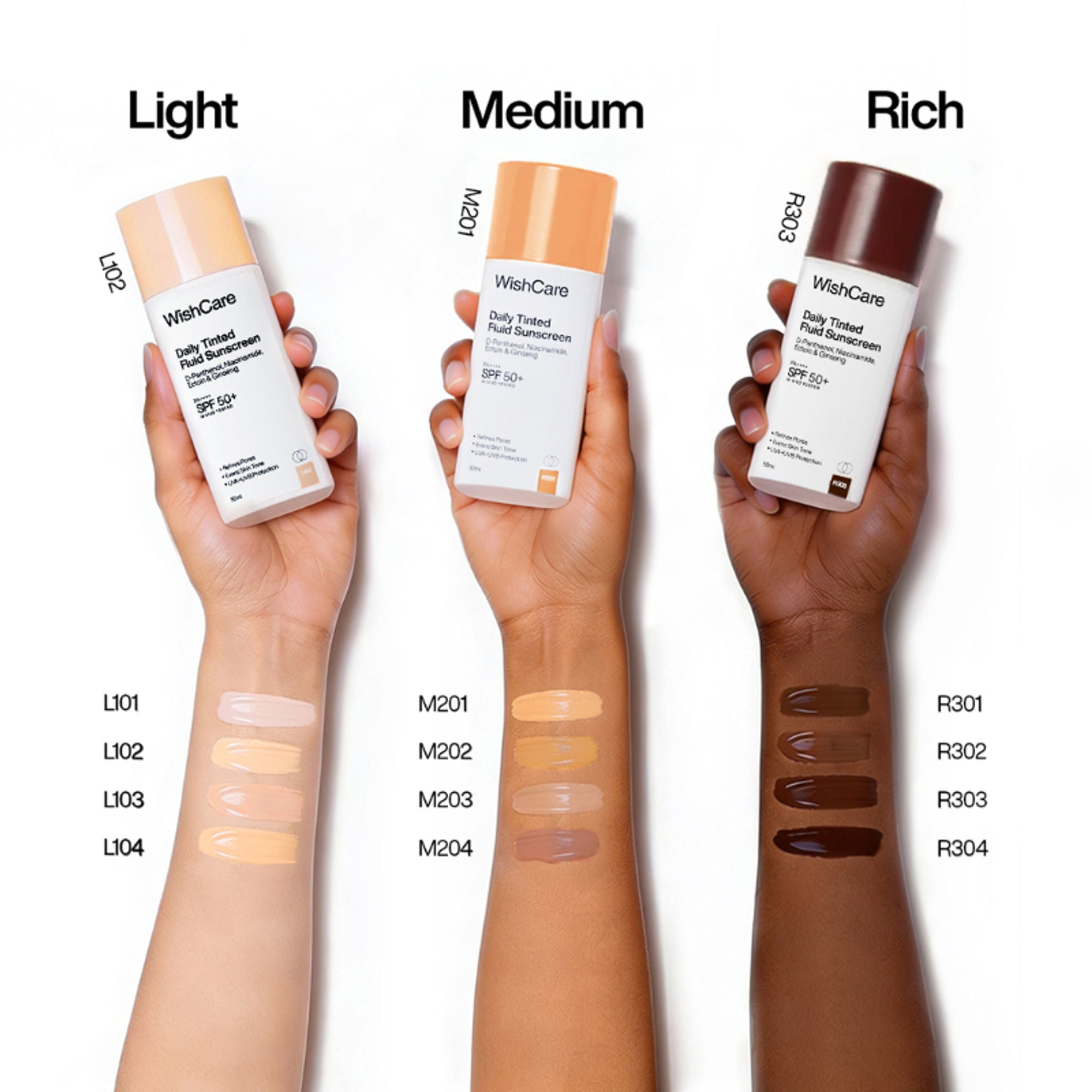 Wishcare Daily Fluid Tinted Sunscreen SPF50PA++++ - L104