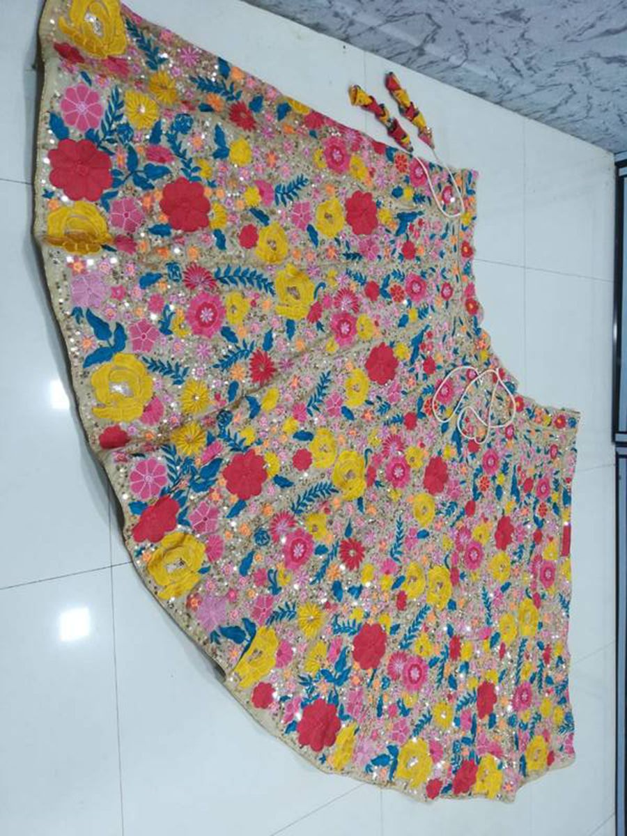 Aastha fashion Multicolor Stain lehanga blouse Embroidered work - Prithvi Mart
