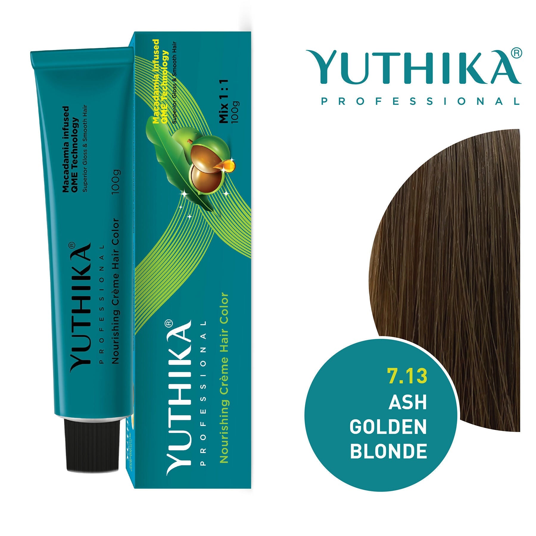 Yuthika Professional Creme Hair Colour - Ash Golden Blonde