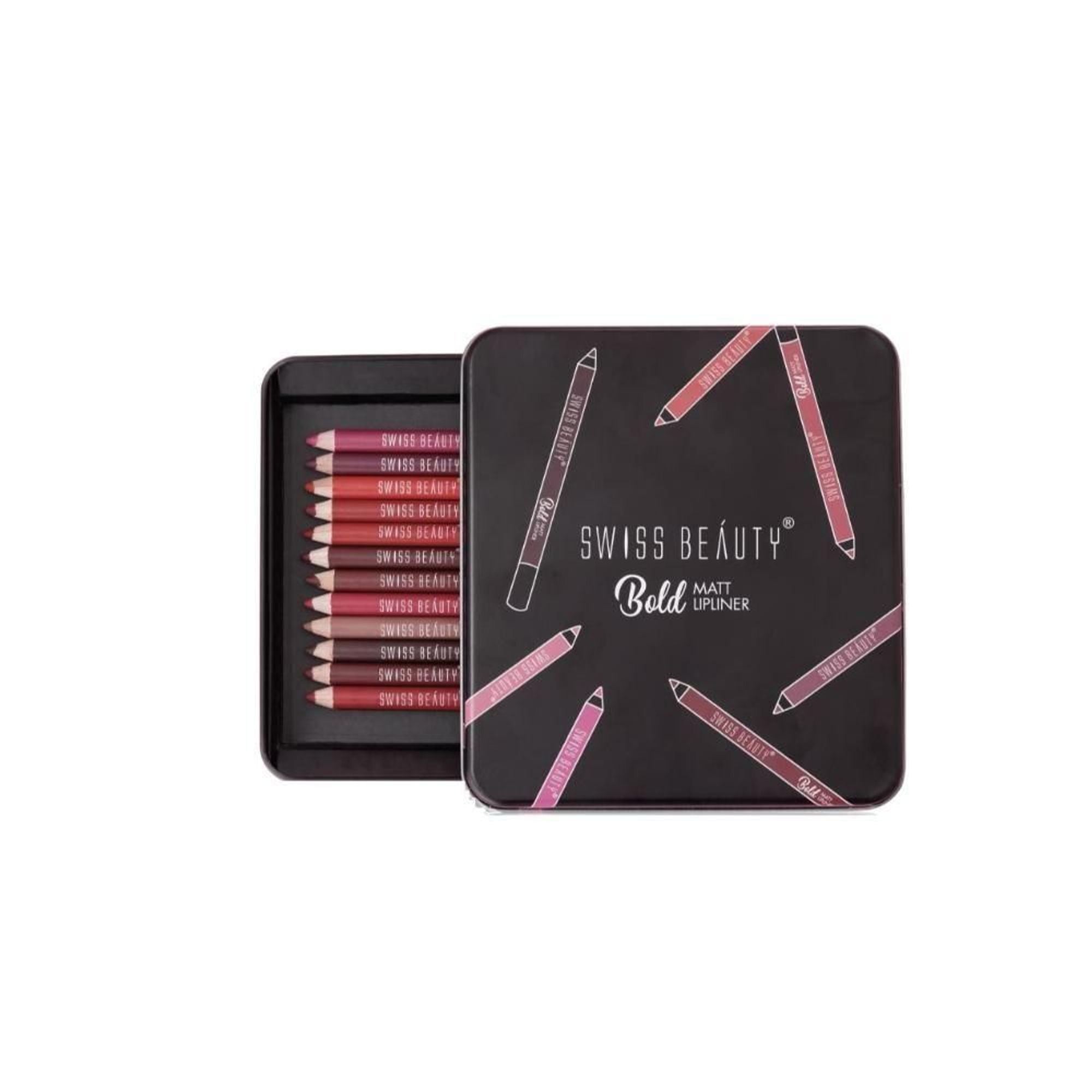 Swiss Beauty Bold Matt Lip Liner Pencil, Long-lasting , Matte Finish , Non-Drying - Pack of 12