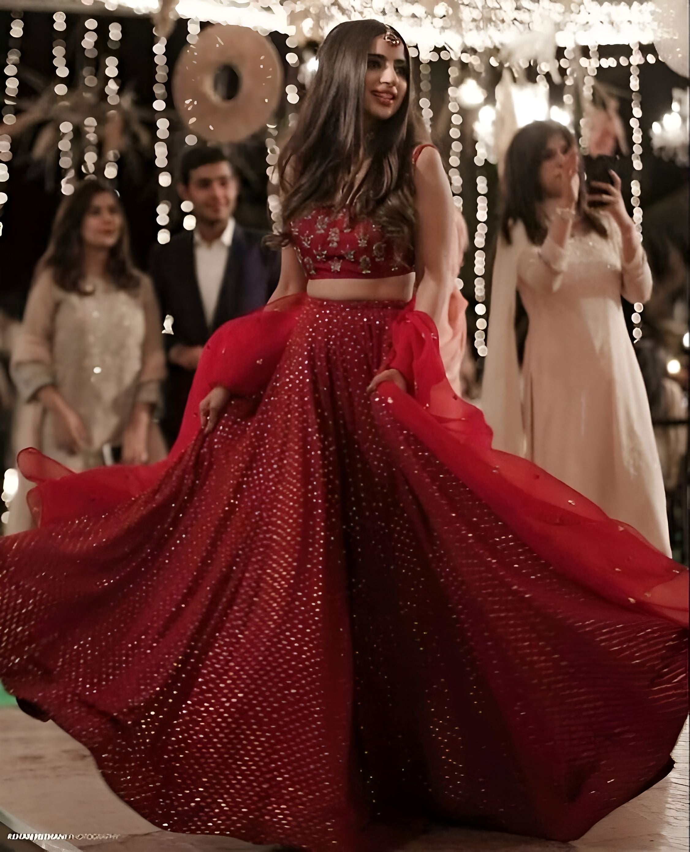 Aastha fashion red Lehenga Choli with faux georgette blouse fabric