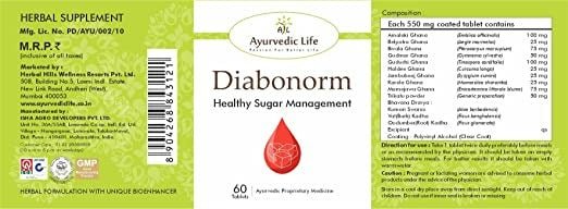 Ayurvedic Life Diabonorm Healthy Sugar Management Tablets