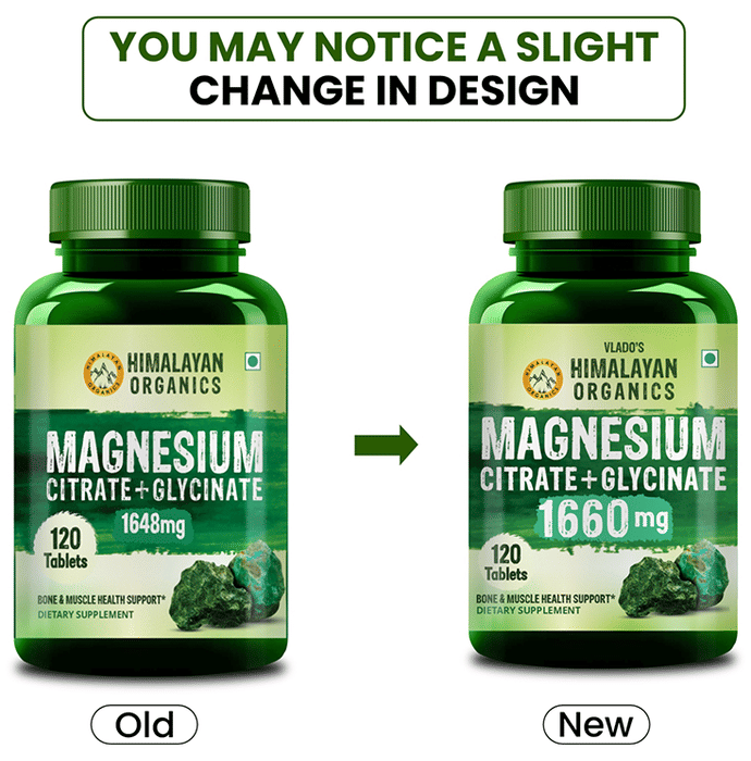 Himalayan Organics Magnesium Citrate+Glycinate Tablets (1660mg)
