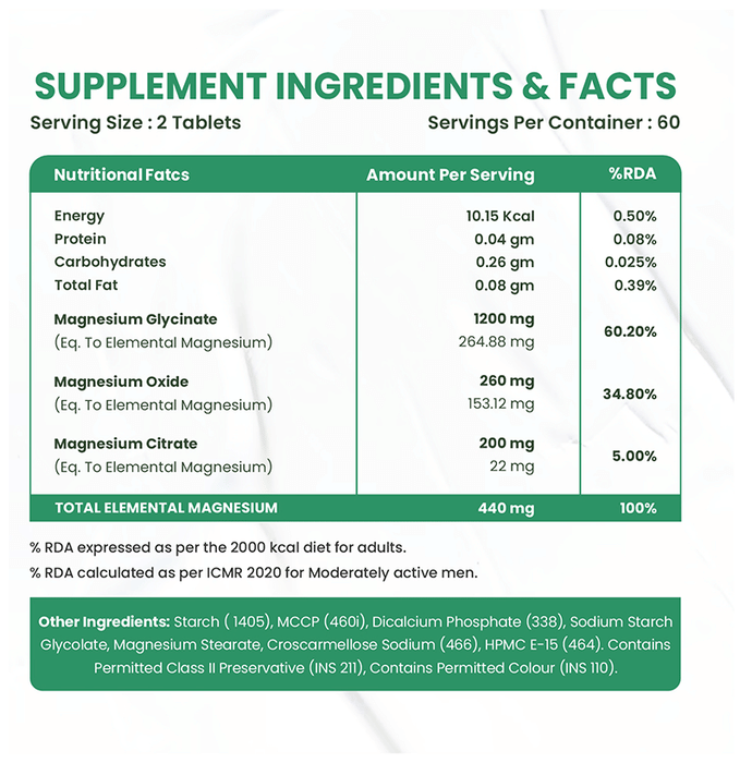 Himalayan Organics Magnesium Citrate+Glycinate Tablets (1660mg)