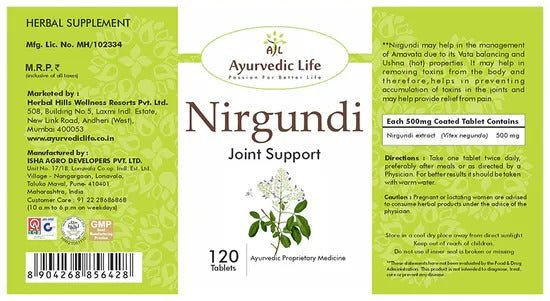 Ayurvedic Life Nirgundi Joint Support Tablets
