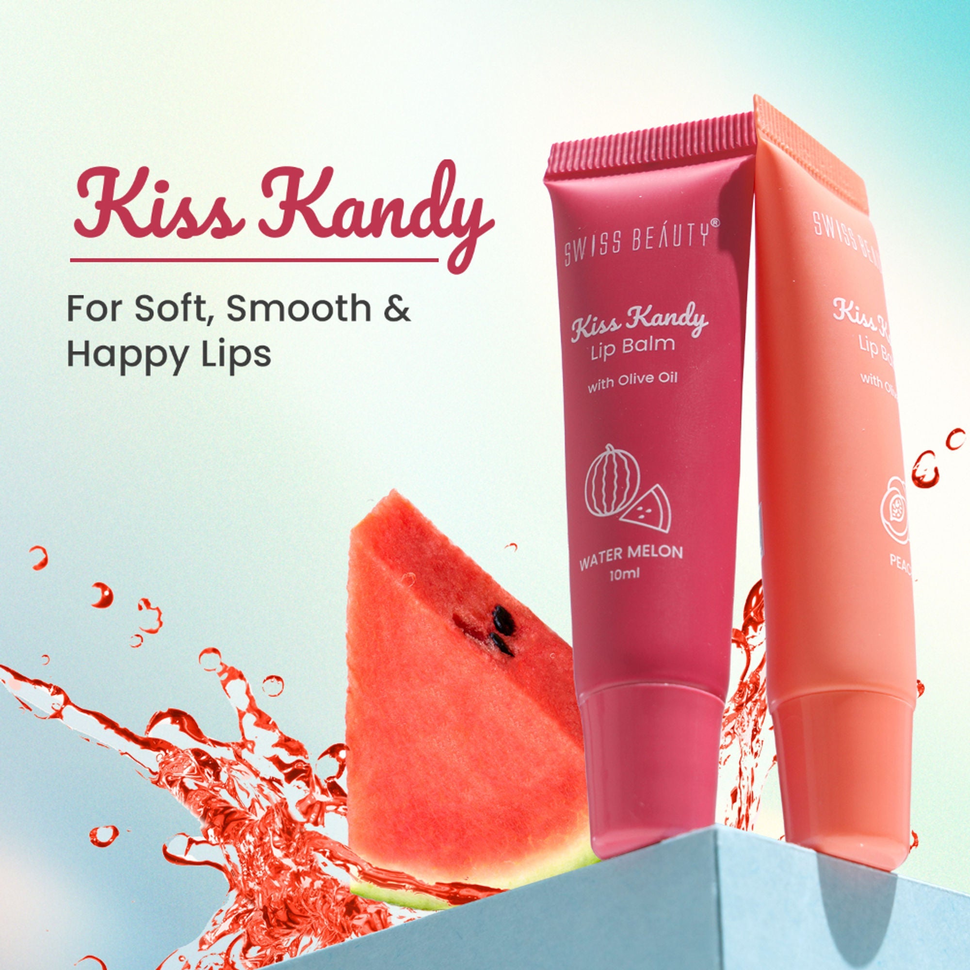 Swiss Beauty Kiss Kandy Tinted Lip Balm | Non-Sticky with Olive Oil & Vitamin E - 01 Peach