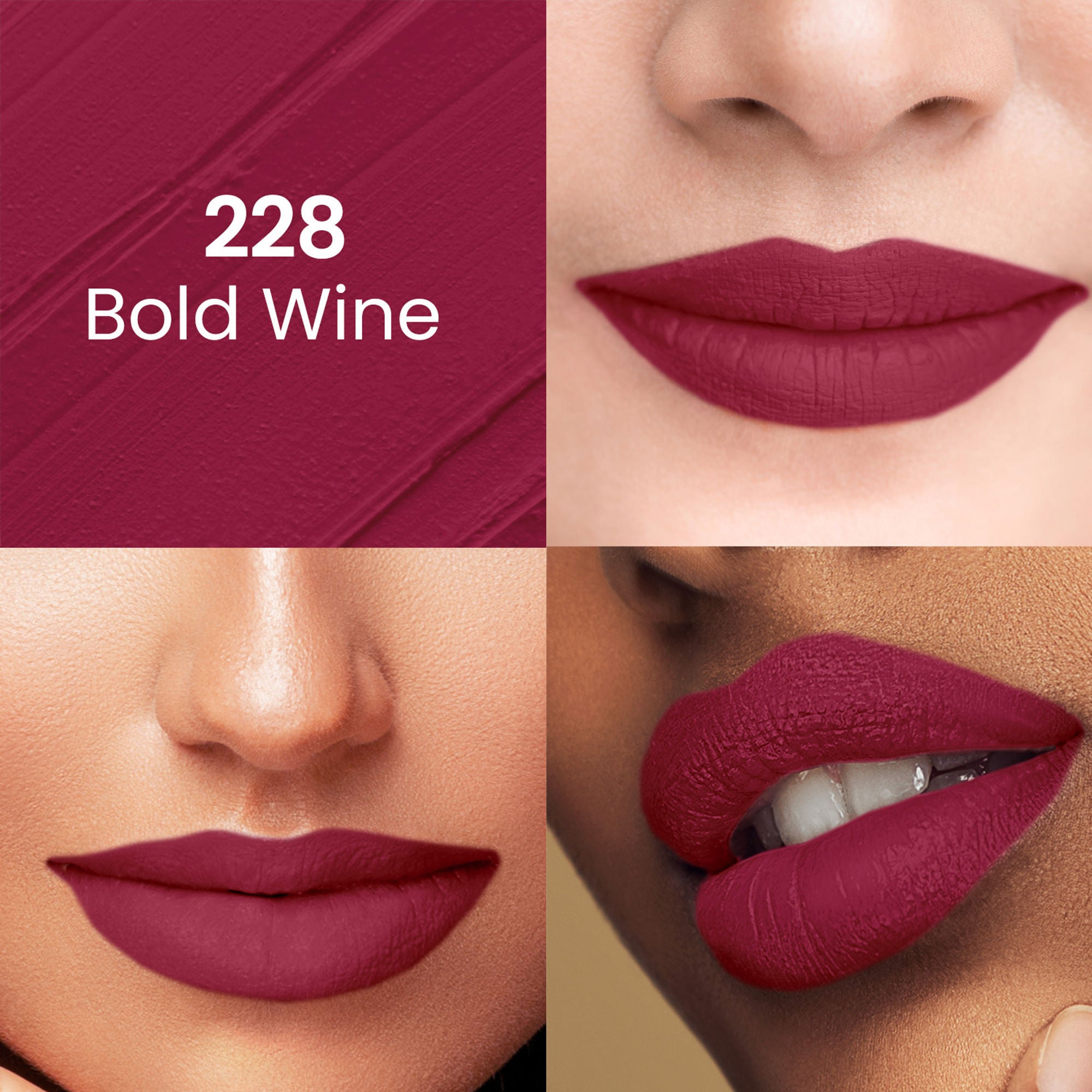 Swiss Beauty Pure Matte Lipstick , Non-Drying, Smooth Glide, Long Lasting - 228 Bold Wine