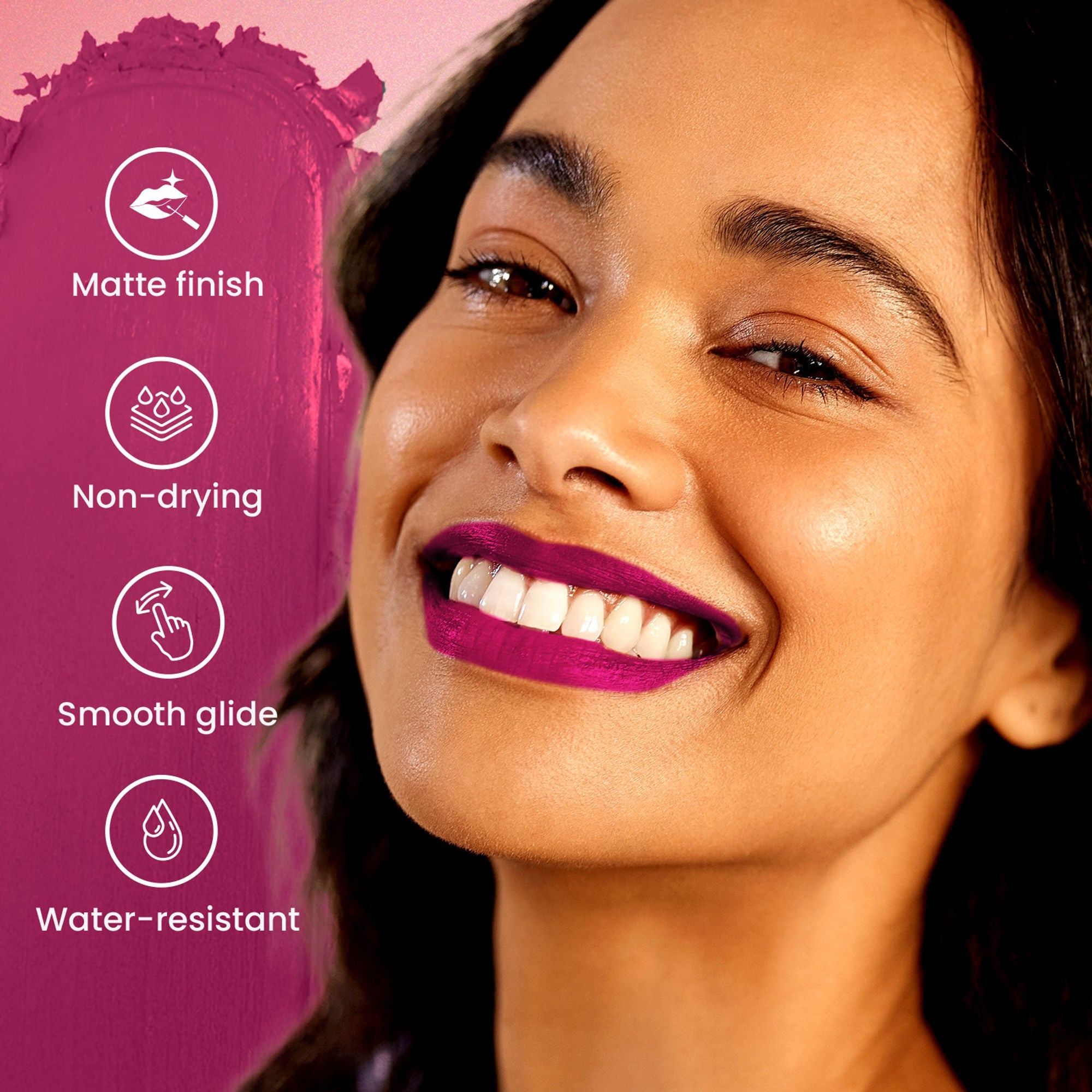 Swiss Beauty Pure Matte Lipstick , Non-Drying, Smooth Glide, Long Lasting - 204 Fuchsia Pink