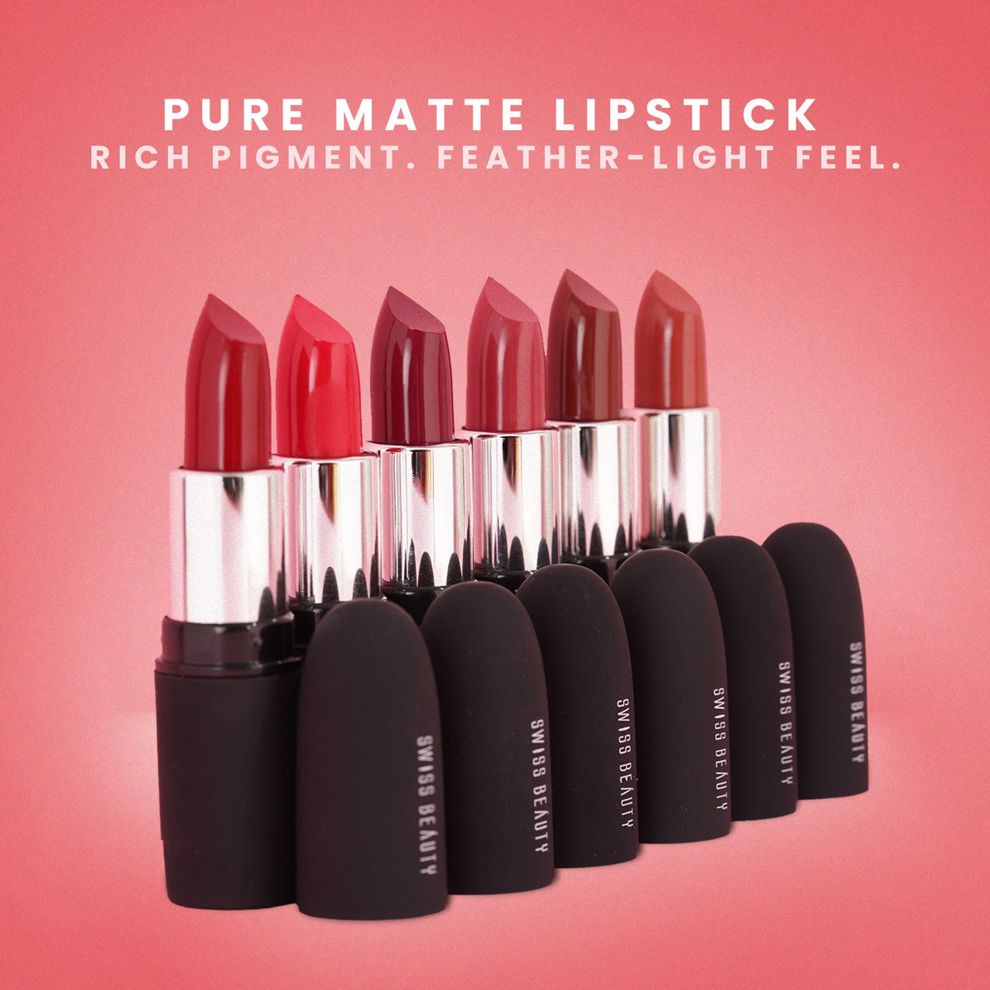 Swiss Beauty Pure Matte Lipstick , Non-Drying, Smooth Glide, Long Lasting - 216 Lust On