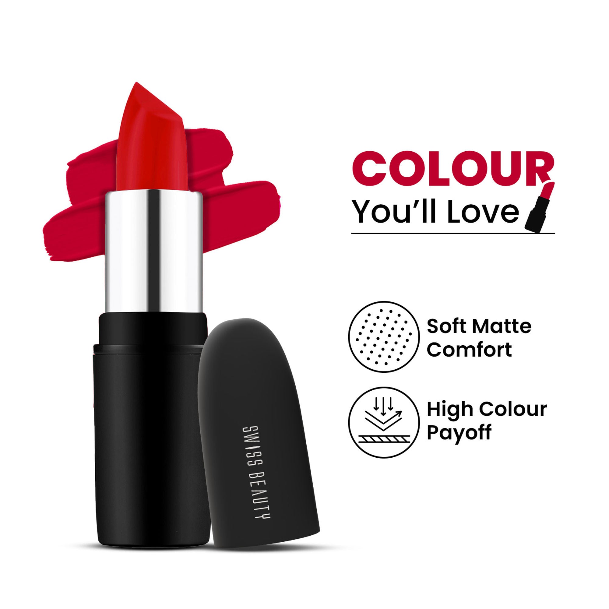 Swiss Beauty Pure Matte Lipstick , Non-Drying, Smooth Glide, Long Lasting - 222 Hot Nude