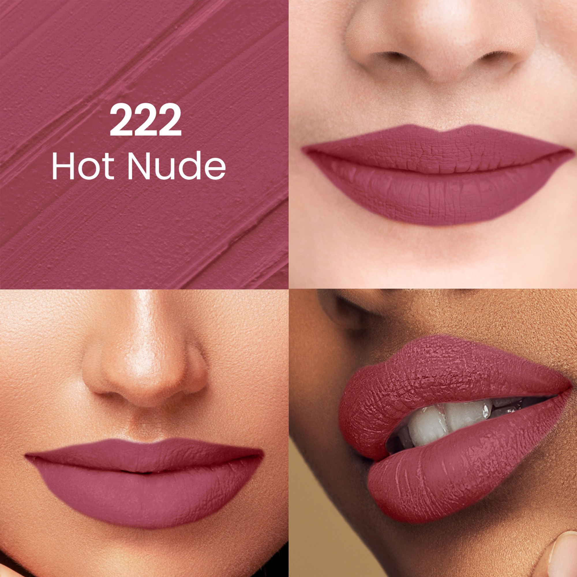 Swiss Beauty Pure Matte Lipstick , Non-Drying, Smooth Glide, Long Lasting - 222 Hot Nude