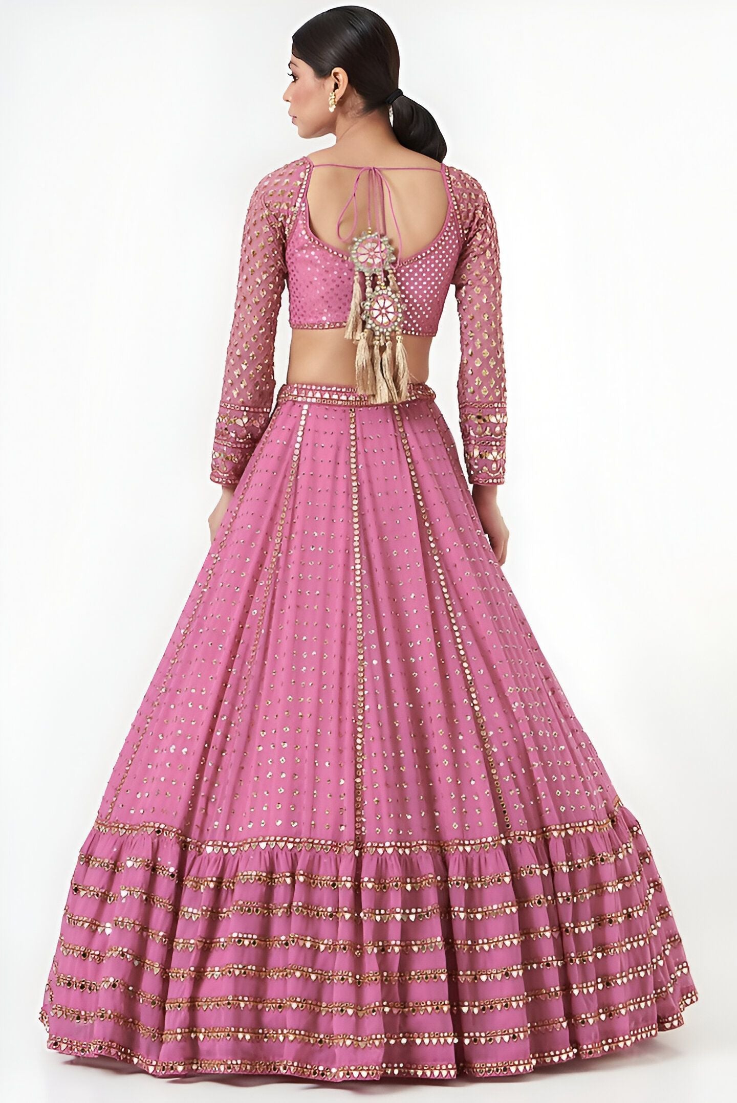 Aastha fashion pink Lehenga Choli with faux georgette blouse fabric