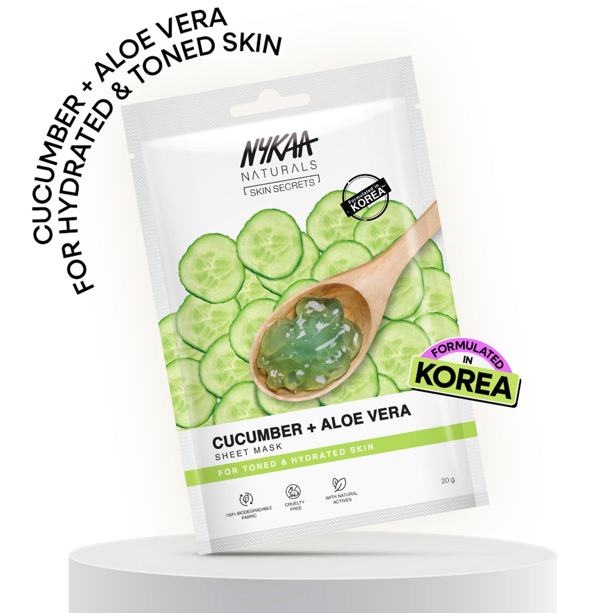 Nykaa Green Tea + Aloe Vera Sheet Mask For Hydrated Skin - Formulated in Korea - For All Skin Types - Cucumber & Aloe Vera