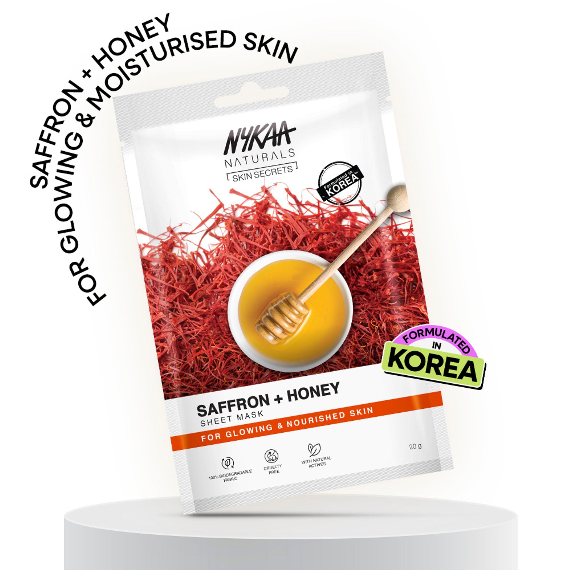 Nykaa Green Tea + Aloe Vera Sheet Mask For Hydrated Skin - Formulated in Korea - For All Skin Types - Saffron & Honey