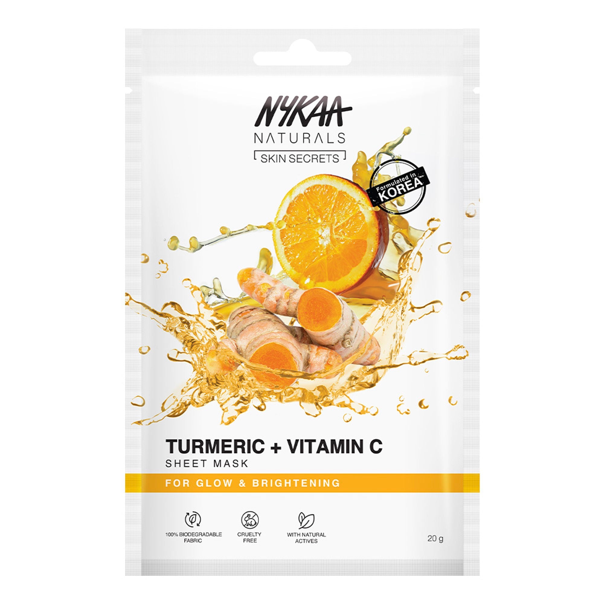 Nykaa Naturals Korean Sheet Mask With Turmeric & Vitamin C For Glow & Brightening