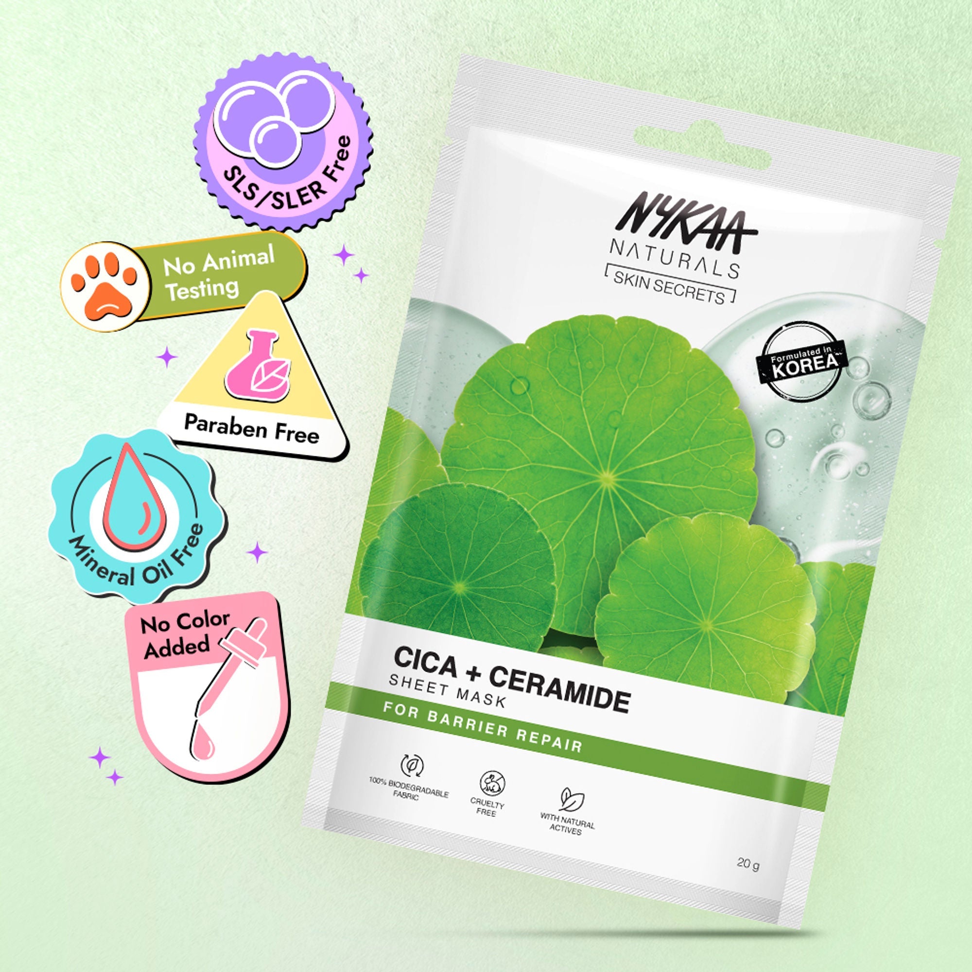 Nykaa Naturals Korean Sheet Mask With Cica & Ceramide For Barrier Repair & Deep Hydration Boost