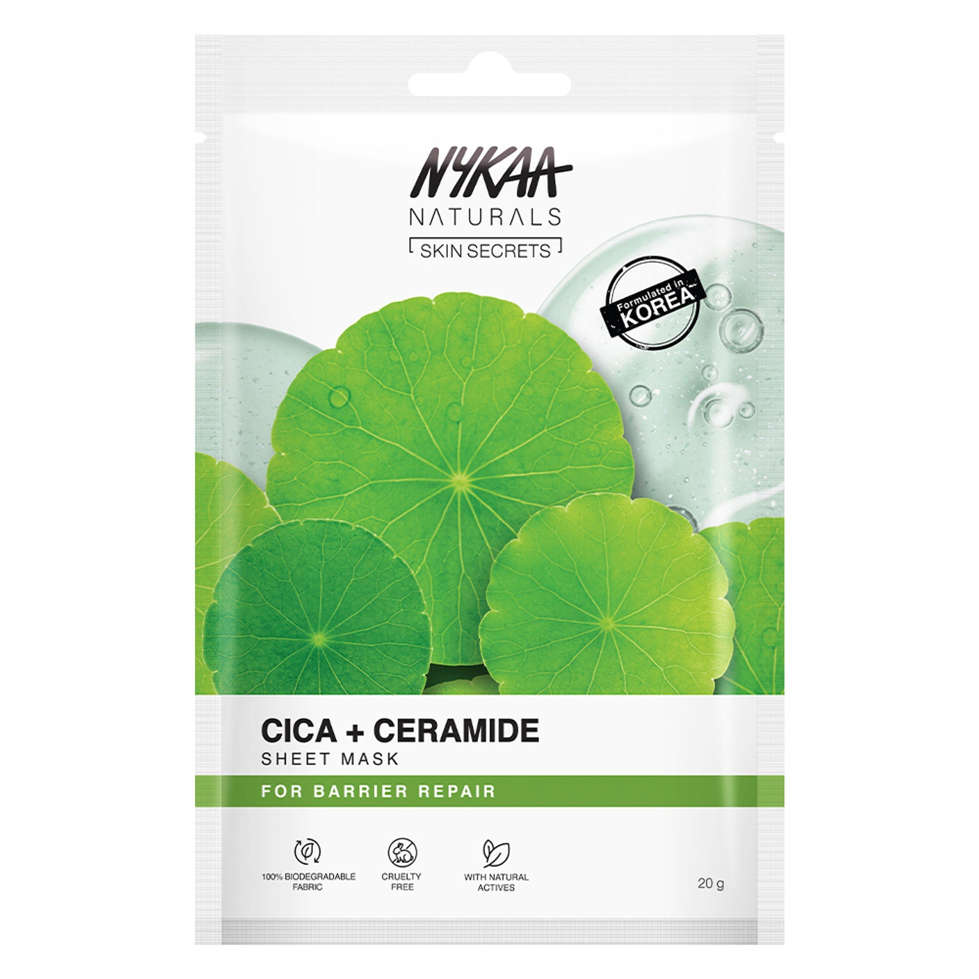 Nykaa Naturals Korean Sheet Mask With Cica & Ceramide For Barrier Repair & Deep Hydration Boost